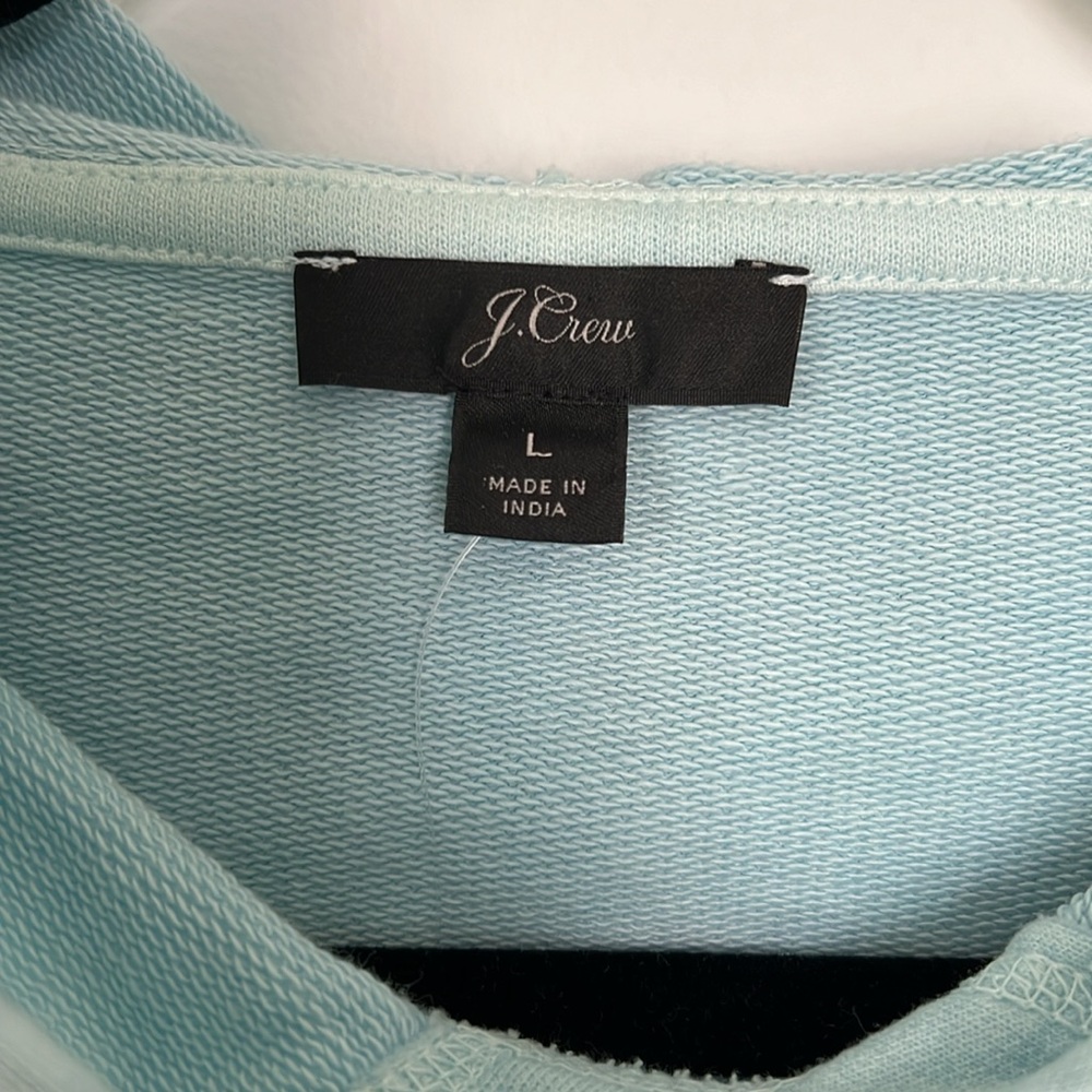 J. Crew Lightweight Garment Dyed Hoodie in Light Blue Turquoise Size L - Picture 5 of 11